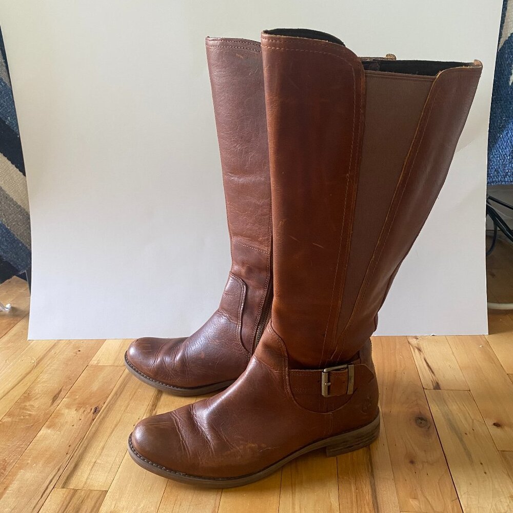 Timberland EK Savin Hill Tall Brown Leather Boot Women's Size 9.5‎